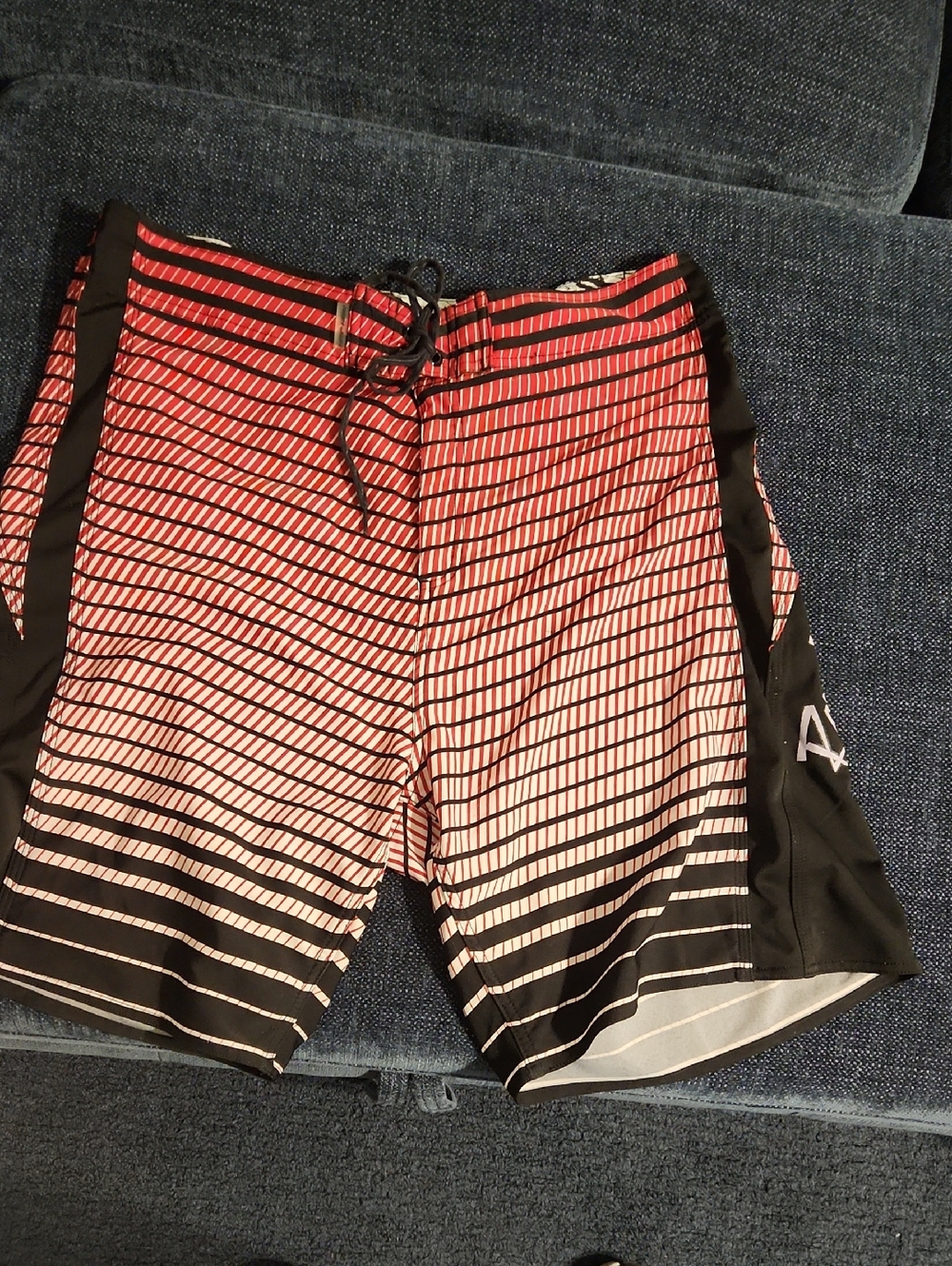 Men's Red and Black Ron Jon Gradient Board Shorts with Side Panels